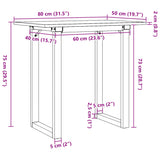 Dining Table O-Frame 80x50x75 cm Solid Wood Pine and Steel 3282672