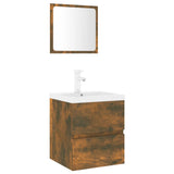 Bathroom Furniture Set Smoked Oak Engineered Wood 3152864