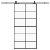 Sliding Door with Hardware Set Black 90x205 cm ESG Glass 3375931