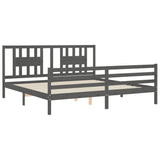 Bed Frame without Mattress Grey 200x200 cm Solid Wood 3194593