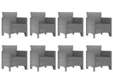 Garden Dining Set 9 pcs White Polypropylene 3378742