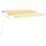 Manual Retractable Awning with LED 350x250 cm Yellow and White 3068883