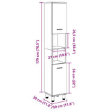 Bathroom Cabinet Old Wood 30x30x179 cm Engineered Wood 856140