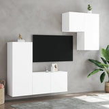 4 Piece TV Wall Units White Engineered Wood 3216428