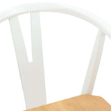 Dining Chair 2 pcs White and Natural Solid Rubber Wood 42020407