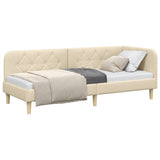 Corner Bed Frame with Headboard Cream 80 x 200 cm Fabric 42016559