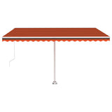 Manual Retractable Awning with LED 400x300 cm Orange and Brown 3069545
