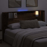 Storage Headboard with LED Old Wood Engineered Wood 3418689