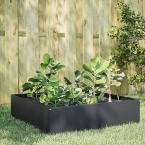 ZNTS Garden Raised Bed Anthracite 100x100x25 cm Steel 851033