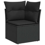 ZNTS 7 Piece Garden Sofa Set with Cushions Black Poly Rattan Acacia 3327457