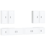8 Piece TV Cabinet Set White Engineered Wood 3188702
