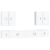 8 Piece TV Cabinet Set White Engineered Wood 3188702