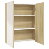 Bathroom Mirror Cabinet 60x15x75 cm MDF White and Oak 331530