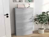 12-Shoe Flip Drawer Storage Cabinet - Grey Wood-Effect T3398P328342