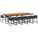 11 Piece Garden Dining Set with Cushions Black Poly Rattan 3211299
