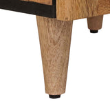 Highboard with Door Natural 40 x 33 x 110 cm Solid Mango Wood 4018289