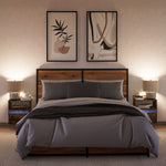 ZNTS Wall-mounted Bedside Cabinets with LED Lights 2 pcs Smoked Oak 3307984