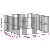 Dog Playpen 8 Panels Black Galvanised Steel 3209553