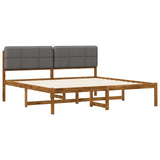 Bed Frame with Upholstered Headboard Natural and Light Grey 3405126