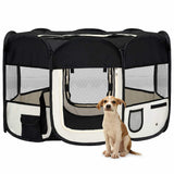 171007 Foldable Dog Playpen with Carrying Bag Black 125x125x61 cm
