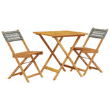 Bistro Set Grey Solid acacia wood Compact Collapsible 3281863