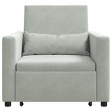 Pull out Sofa Bed Single Light grey 90 x 165 x 87 cm Velvet 42002697