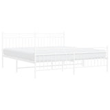 Metal Bed Frame without Mattress with Footboard White 183x213cm 373763
