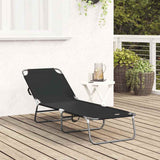 Folding Sun Lounger Folding Black 188 x 57 x 86.5 cm Polyester 42003141