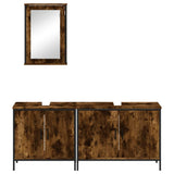 3 Piece Bathroom Furniture Set Smoked Oak Engineered Wood 3214792