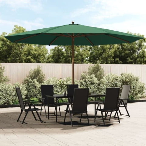ZNTS Garden Parasol with Wooden Pole Green 400x273 cm 363176