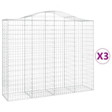 Arched Gabion Baskets 3 pcs 200x50x160/180 cm Galvanised Iron 3145704