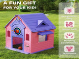5-in-1 Playhouse Kids Outdoor Indoor with Basketball Hoop, Football Goal, Dartboard, Ring Toss T3398P378980