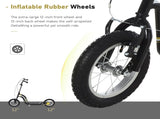 Teen Kids Stunt Scooter w/ Adjustable Handlebar, 12 Inch Rubber Tyres, Dual Brakes, Black T3398P422454
