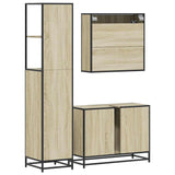 ZNTS 3 Piece Bathroom Furniture Set Sonoma Oak Engineered Wood 3301171