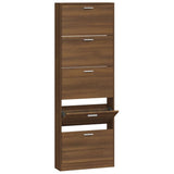 Shoe Cabinet Brown Oak 59x17x169 cm Engineered Wood 342517