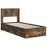 Bed Frame with Storage and Headboard Smoked Oak 100 x 200 cm 3414333