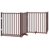 Dog Gate with Door Foldable 12 Panels Brown 960 cm Poplar Wood 3155752