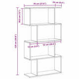 Book Cabinet Black Oak 70 x 24 x 129 cm Engineered Wood 879670