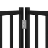 Dog Gate with Door Foldable 15 Panels Black 750 cm Poplar Wood 3155711
