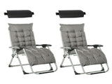 2pc Reclining Zero Gravity Sun Loungers ,Folding Chaise Lounge Chair with Cushions, Dark Grey T3398P318688