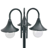 Garden Post Light E27 220 cm Aluminium 3-Lantern Dark Green 44216