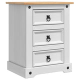 Bedside Table Corona White 53 x 39 x 66 cm Solid Pine Wood 42021189
