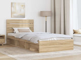 Bed Frame with Headboard Sonoma Oak 75 x 190 cm Solid Pine Wood 3411802