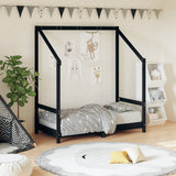 Kids Bed Frame Black 70x140 cm Solid Wood Pine 835708