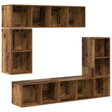 TV Cabinet Set Wall-mounted 4 pcs Old Wood Engineered Wood 3393222