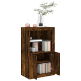 Side Cabinet with LED Lights Smoked Oak Engineered Wood 836627