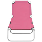 ZNTS Folding Sun Lounger Steel and Fabric Pink 310330