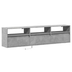 TV Wall Cabinet with LED Concrete Grey 180x31x45 cm 3307943