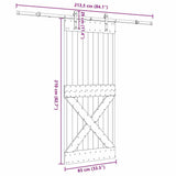 Sliding Door with Hardware Set 85x210 cm Solid Wood Pine 3332756