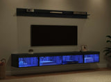 TV Wall Cabinet Set with LED 5 pcs Black Oak Engineered Wood 3402954
